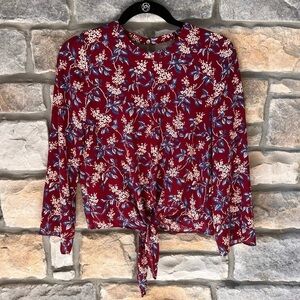 Madewell Floral Tie Long Sleeve Blouse S